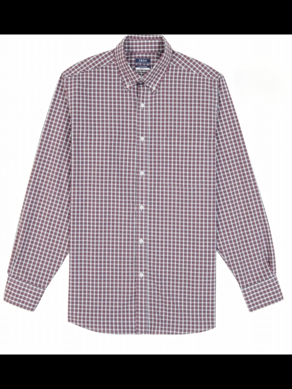 Izod Burgundy and White Checked Button-Down Dress Shirt